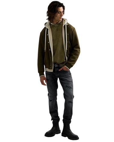 Replay zeleni sweatshirt s raglan rukavima i acid wash efektom