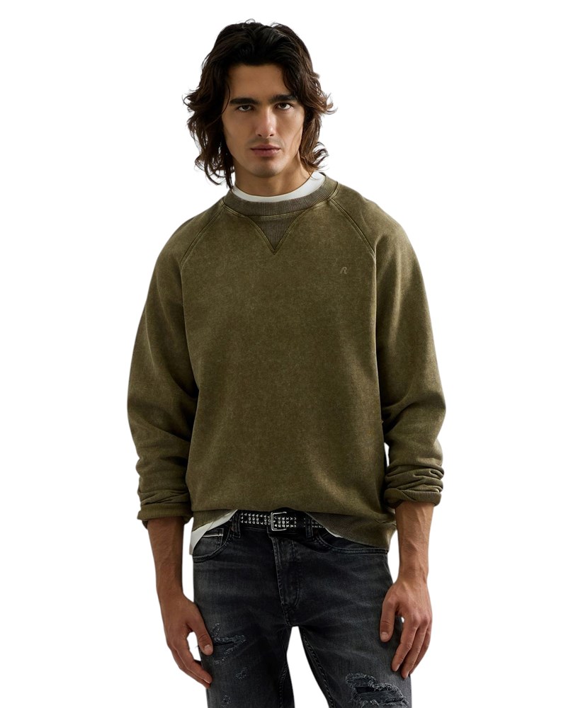 Replay ZELENI SWEATSHIRT S RAGLAN RUKAVIMA I ACID WASH EFEKTOM - 2