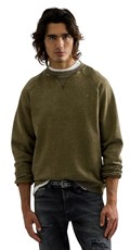 ZELENI SWEATSHIRT S RAGLAN RUKAVIMA I ACID WASH EFEKTOM - 2