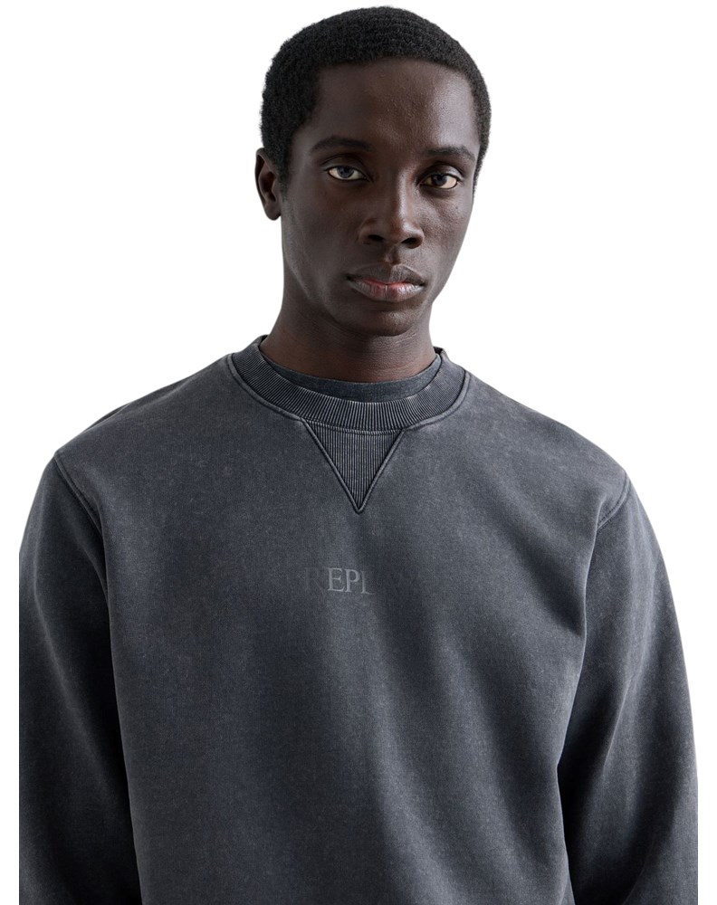 Replay PAMUČNI SWEATSHIRT S IZBLJEDLJELIM EFEKTOM I RELJEFNIM LOGOTIPOM - 5