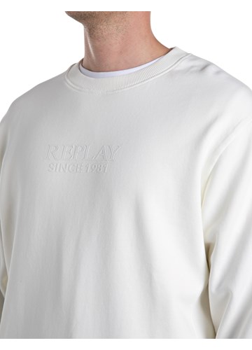 Replay KREM BIJELI SWEATSHIRT S ISTOBOJNIM NATPISOM REPLAY - 3