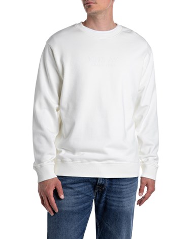 Replay krem bijeli sweatshirt s istobojnim natpisom replay