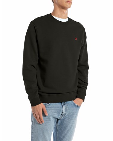 Replay crni sweatshirt od češljanog pamuka