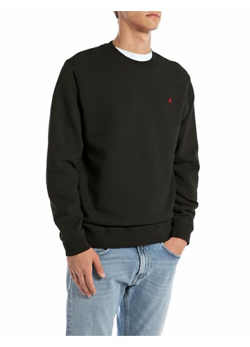Replay CRNI SWEATSHIRT OD ČEŠLJANOG PAMUKA - 1