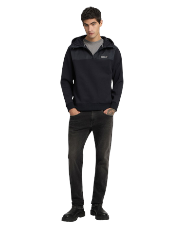 M3178  23655 Replay tamnoplava majica s kapuljačom i zatvaračem do pola Replay tamnoplava majica s kapuljačom i zatvaračem do pola