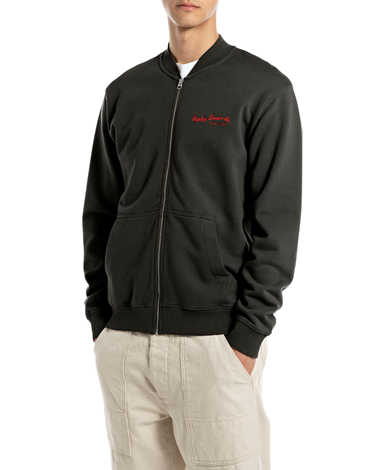 Replay crni sweatshirt sa zipom u bomber stilu