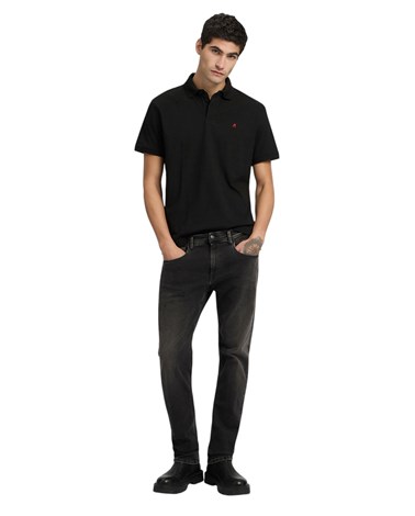 Replay crna polo majica od mješavine pamuka