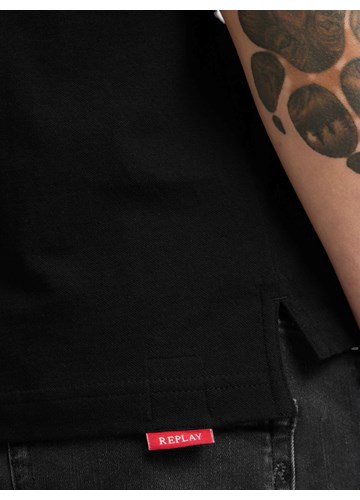 Replay CRNA POLO MAJICA OD MJEŠAVINE PAMUKA  - 7