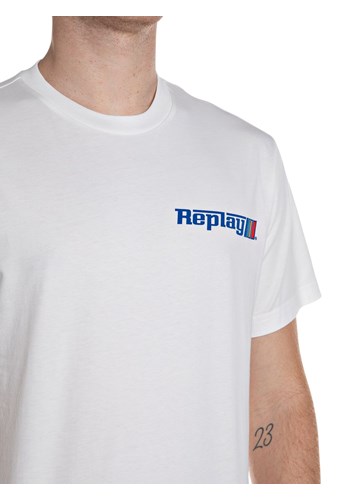 Replay BIJELA PAMUČNA MAJICA S GRAFIČKIM LOGOTIPOM - 3