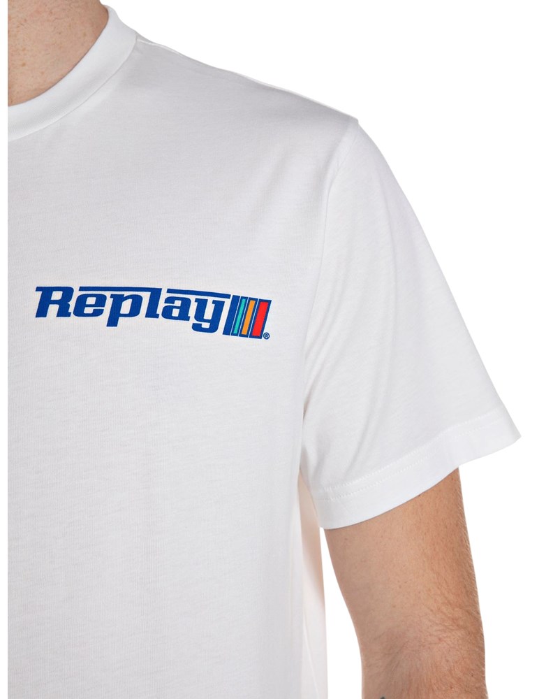 Replay BIJELA PAMUČNA MAJICA S GRAFIČKIM LOGOTIPOM - 4