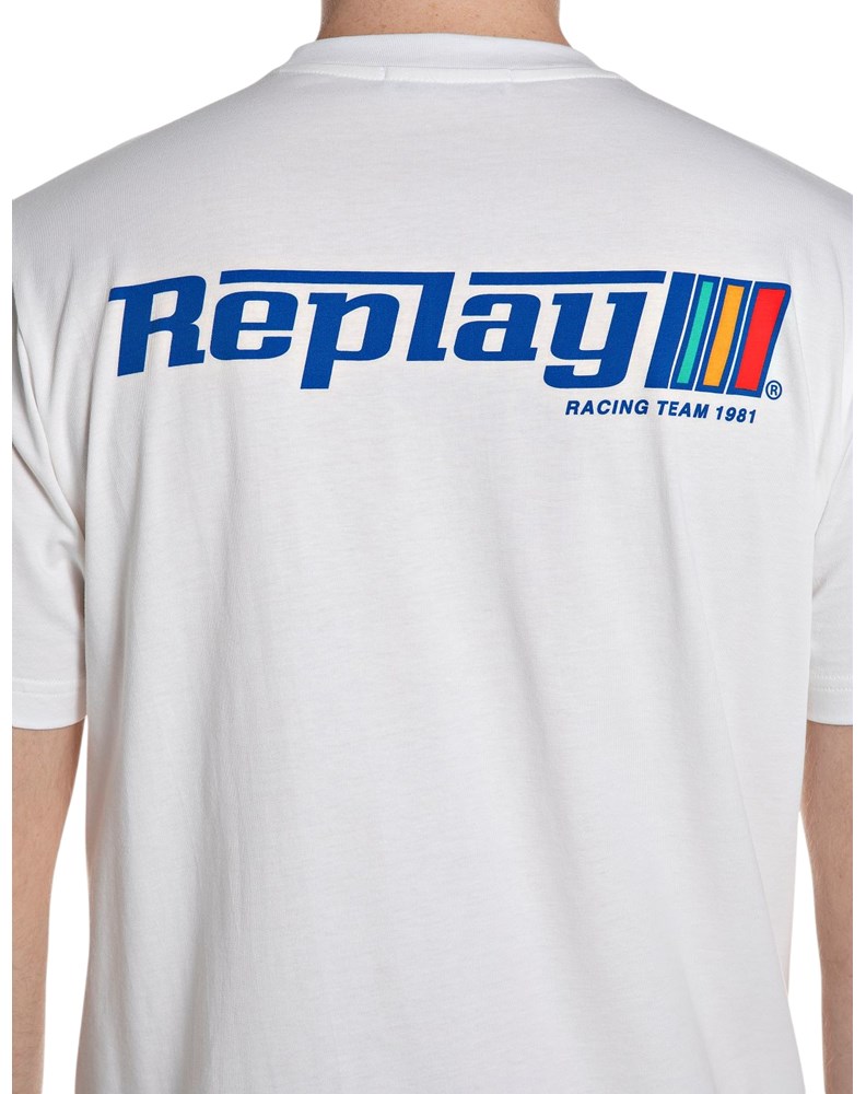 Replay BIJELA PAMUČNA MAJICA S GRAFIČKIM LOGOTIPOM - 6