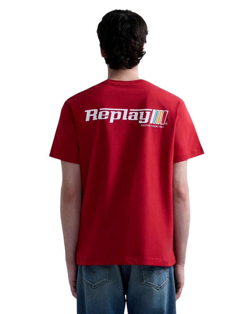 Replay CRVENA PAMUČNA MAJICA S GRAFIČKIM LOGOTIPOM - 3