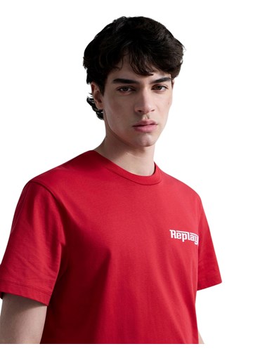 Replay CRVENA PAMUČNA MAJICA S GRAFIČKIM LOGOTIPOM - 5
