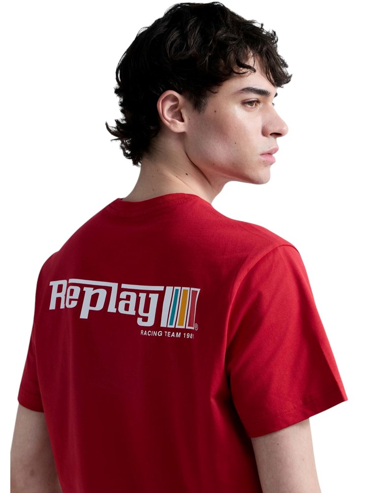 Replay CRVENA PAMUČNA MAJICA S GRAFIČKIM LOGOTIPOM - 7