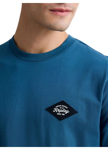 Replay PLAVA MAJICA OD ORGANSKOG PAMUKA S NAŠIVKOM - 6