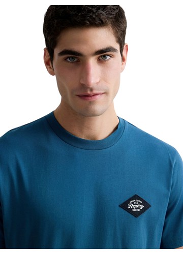 Replay PLAVA MAJICA OD ORGANSKOG PAMUKA S NAŠIVKOM - 7