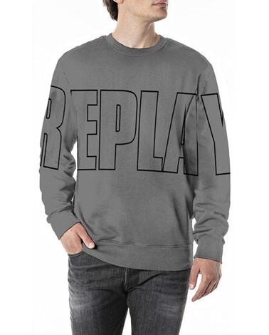 Replay sivi sweatshirt s maxi natpisom replay