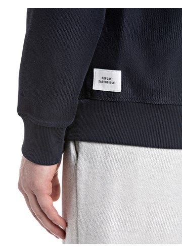 Replay SARTORIALE MAJICA S KAPULJAČOM I DUPLIM ZIPOM U TAMNO PLAVOJ BOJI  - 5