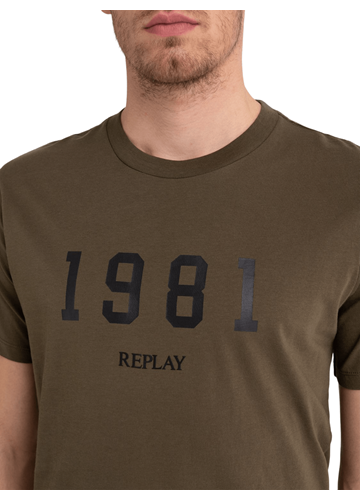 Replay MAJICA S 1981 NATPISOM U TAMNO ZELENOJ BOJI - 5