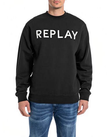 Replay crni classic sweatshirt od organskog pamuka