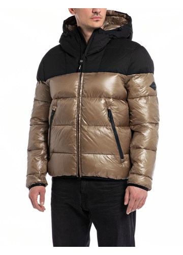 Replay MUŠKA PROŠIVENA JAKNA OD NAJLONA U SMEĐOJ BOJI - 1