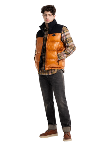 Replay NARANČASTO CRNI PROŠIVENI PRSLUK SA SJAJNIM EFEKTOM - 1