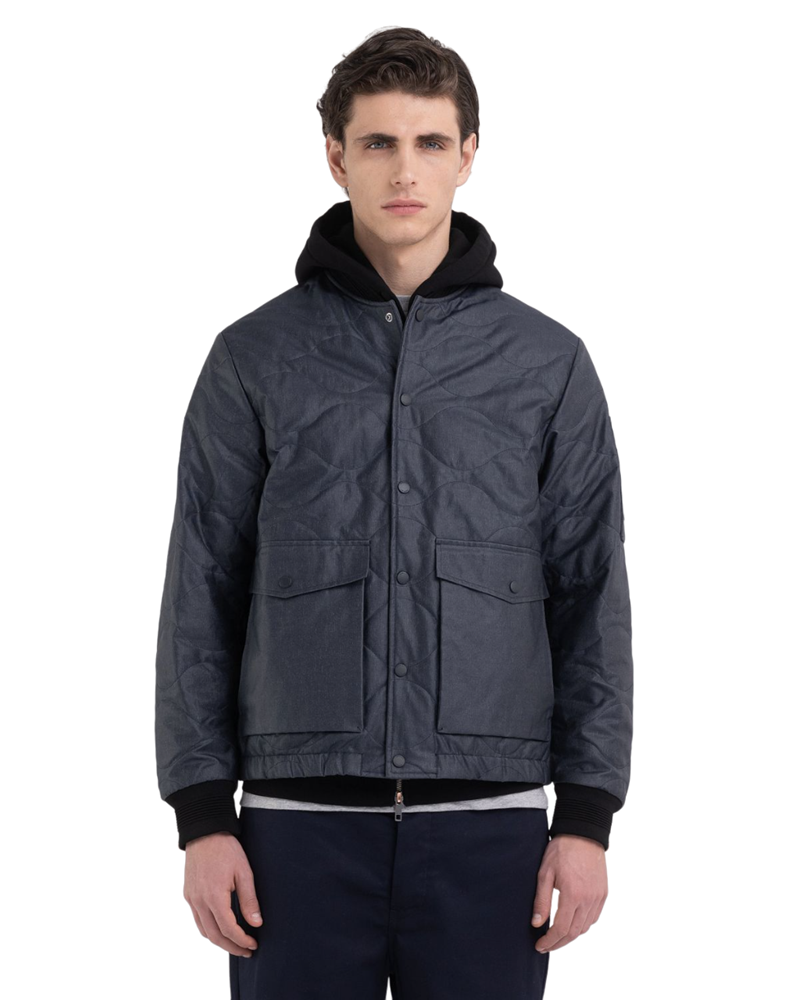 Replay SARTORIALE PROŠIVENA BOMBER JAKNA OD TAMNOPLAVOG TRAPERA - 4