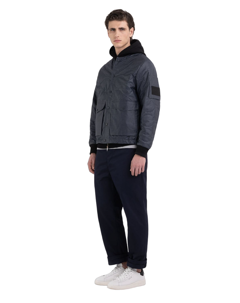 Replay SARTORIALE PROŠIVENA BOMBER JAKNA OD TAMNOPLAVOG TRAPERA - 2