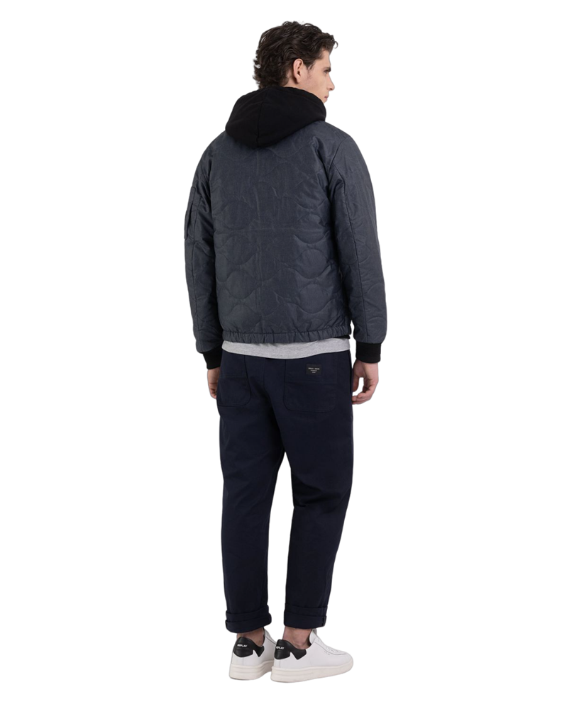 Replay SARTORIALE PROŠIVENA BOMBER JAKNA OD TAMNOPLAVOG TRAPERA - 3