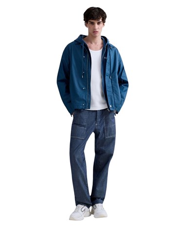 Replay plava prijelazna jakna od lana i pamuka