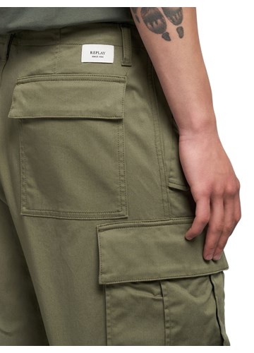 Replay ZELENE REGULAR FIT CARGO HLAČE OD KEPERA  - 7