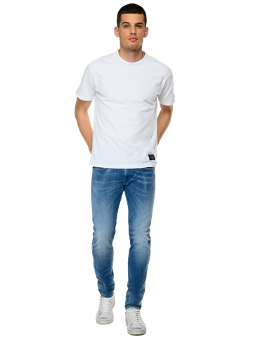 Replay SLIM FIT HYPERFLEX RE-USED WHITE SHADES ANBASS JEANS M914Y 661WI6 - 1