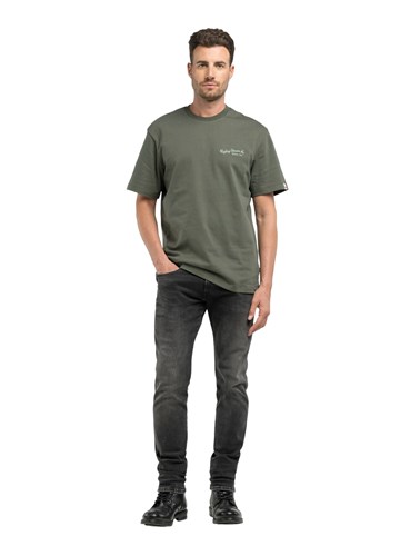 Replay MASLINASTOZELENA MAJICA OD ČEŠLJANOG PAMUKA S IZVEZENIM DETALJEM - 1