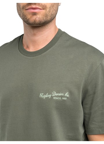 Replay MASLINASTOZELENA MAJICA OD ČEŠLJANOG PAMUKA S IZVEZENIM DETALJEM - 3