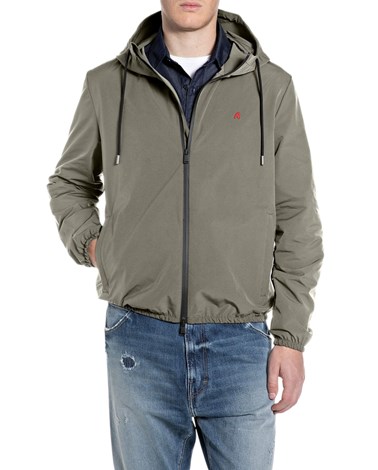 Replay maslinastozelena jakna s kapuljačom i r logotipom