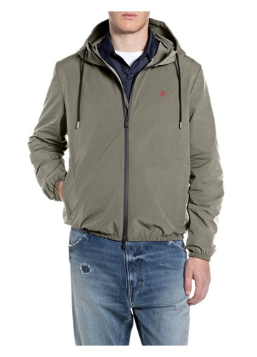 Replay MASLINASTOZELENA JAKNA S KAPULJAČOM I R LOGOTIPOM - 1