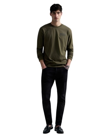 Replay maslinastozelena majica opuštenog kroja s tekstulanim printom