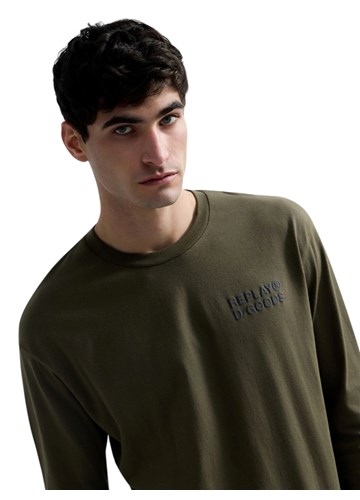 Replay MASLINASTOZELENA MAJICA OPUŠTENOG KROJA S TEKSTULANIM PRINTOM - 6