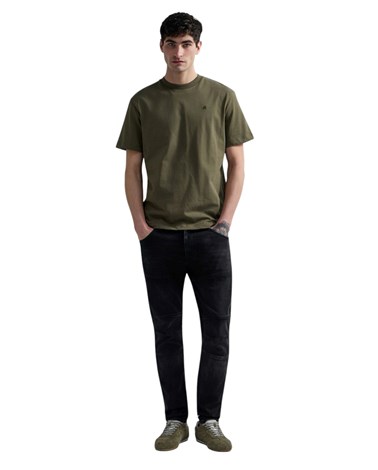 Replay maslinastozelena pamučna majica s vezenim r logotipom