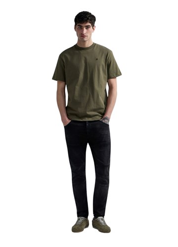 Replay MASLINASTOZELENA PAMUČNA MAJICA S VEZENIM R LOGOTIPOM - 1