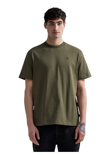 Replay MASLINASTOZELENA PAMUČNA MAJICA S VEZENIM R LOGOTIPOM - 2