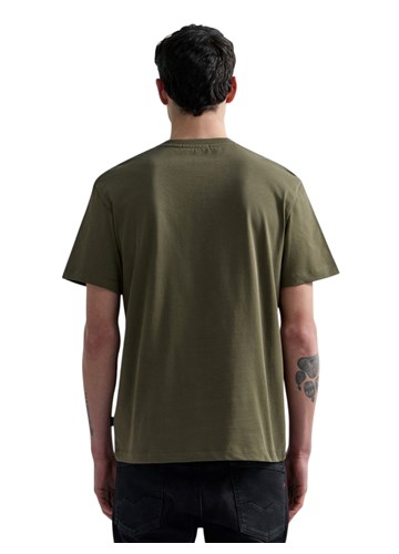 Replay MASLINASTOZELENA PAMUČNA MAJICA S VEZENIM R LOGOTIPOM - 3