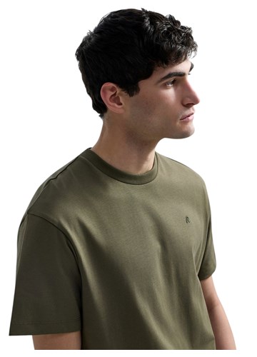 Replay MASLINASTOZELENA PAMUČNA MAJICA S VEZENIM R LOGOTIPOM - 5