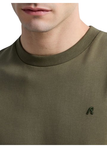 Replay MASLINASTOZELENA PAMUČNA MAJICA S VEZENIM R LOGOTIPOM - 7