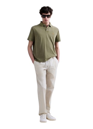 Replay MASLINASTO ZELENA POLO MAJICA OD PIQUE PAMUKA S IZVEZENIM SLOVOM R - 1