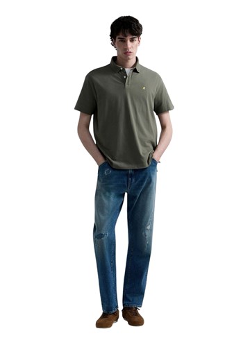 Replay MASLINASTOZELENA POLO MAJICA OD RASTEZLJIVOG PIQUE PAMUKA - 1