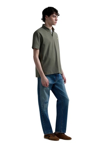 Replay MASLINASTOZELENA POLO MAJICA OD RASTEZLJIVOG PIQUE PAMUKA - 4