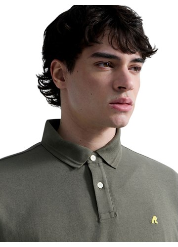 Replay MASLINASTOZELENA POLO MAJICA OD RASTEZLJIVOG PIQUE PAMUKA - 7