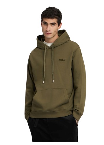 Replay MASLINASTOZELENI SWEATSHIRT S IZVEZENIM NATPISOM I KAPULJAČOM - 2