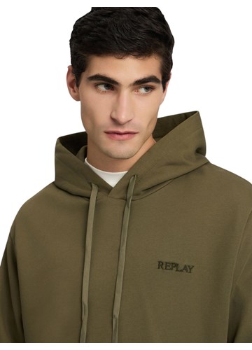 Replay MASLINASTOZELENI SWEATSHIRT S IZVEZENIM NATPISOM I KAPULJAČOM - 5